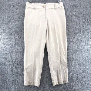 LOFT Pants Womens 2 Beige Curvy Crop Stretch Chino Twill Pockets Everyday NWT